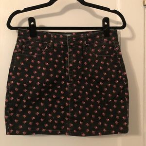 black denim rose skirt